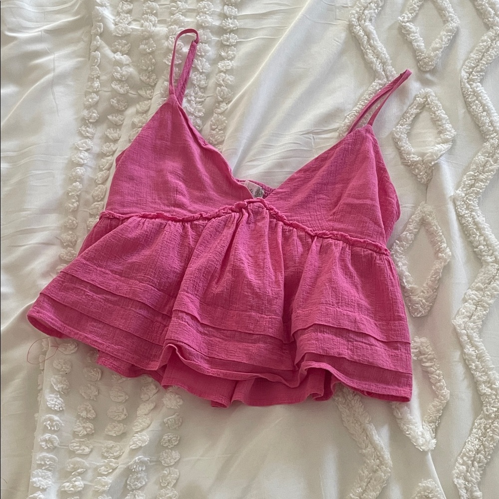 Altar'd State Pink Ruffle Camisole